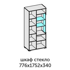 Аллегро-10 Шкаф 2дв. (со стеклом) (дуб крафт золотой-камень темный) в Ханты-Мансийске - hanty-mansiysk.mebel24.online | фото 2