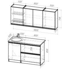 Кухонный гарнитур Ноктюрн макси 1800 мм в Ханты-Мансийске - hanty-mansiysk.mebel24.online | фото 2