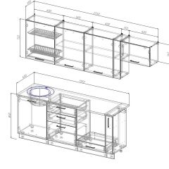 Кухонный гарнитур Вегас 2550 (Стол. 26мм) в Ханты-Мансийске - hanty-mansiysk.mebel24.online | фото 2