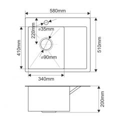 Мойка HD5851L MELANA ProfLine 3,0/200 САТИН врезная прямоугольная с коландером HD5851L в Ханты-Мансийске - hanty-mansiysk.mebel24.online | фото 2