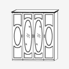 Прованс-2 Шкаф 4-х дверный с 2 зеркалами (Итальянский орех/Груша с платиной черной) в Ханты-Мансийске - hanty-mansiysk.mebel24.online | фото