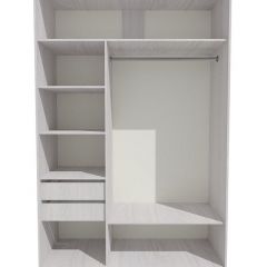 Шкаф-купе 1300 серии SILVER S1+S1+B2+PL2 (2 ящика+1 штанга+1 полка) профиль «Серебро» в Ханты-Мансийске - hanty-mansiysk.mebel24.online | фото 2