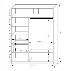 Шкаф-купе 1500 серии NEW CLASSIC K2+K2+B2+PL2(2 ящика+1 штанга+1 полка) профиль «Капучино» в Ханты-Мансийске - hanty-mansiysk.mebel24.online | фото 3