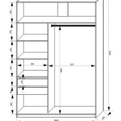 Шкаф-купе 1600 серии SOFT D1+D3+B2+PL1 (2 ящика+1штанга) профиль «Графит» в Ханты-Мансийске - hanty-mansiysk.mebel24.online | фото 4