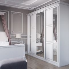 Шкаф-купе 2150 серии NEW CLASSIC K6Z+K1+K6+B22+PL2(по 2 ящика лев/прав+1 штанга+1 полка) профиль «Капучино» в Ханты-Мансийске - hanty-mansiysk.mebel24.online | фото