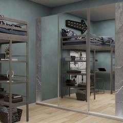 Шкаф-купе 2250 серии SILVER S3+S1+S3Z B22+PL2 (по 2 ящика лев/прав+1штанга+1 полка) профиль «Серебро» в Ханты-Мансийске - hanty-mansiysk.mebel24.online | фото