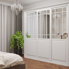 Шкаф-купе 2450 серии NEW CLASSIC K5+K5+K5+B22+PL3 (по 2 ящика лев/прав+1 штанга+1полка) профиль «Капучино» в Ханты-Мансийске - hanty-mansiysk.mebel24.online | фото