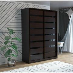 Шкаф-купе ПШ-2.9 1500 Фасад ВСТАВКА МДФ | СТЕКЛО (Венге/Стекло черное) в Ханты-Мансийске - hanty-mansiysk.mebel24.online | фото
