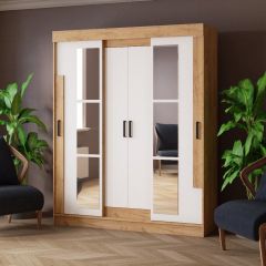 Шкаф-купе ТВИСТ Белый/Дуб крафт золотой в Ханты-Мансийске - hanty-mansiysk.mebel24.online | фото
