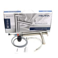 Смеситель д/кухни MELANA-F610303 Stello нерж.сталь, однорычажный, сатин, вытяжной излив в Ханты-Мансийске - hanty-mansiysk.mebel24.online | фото 2