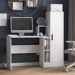 Стол компьютерный СКМ-2 ЛДСП Белый в Ханты-Мансийске - hanty-mansiysk.mebel24.online | фото
