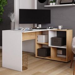 Стол компьютерный угловой СКМУ-4 Белый/Дуб крафт золотой в Ханты-Мансийске - hanty-mansiysk.mebel24.online | фото