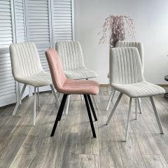 Стул ELVIS WZ2042-18 белая галька фактурный велюр / белый каркас М-City в Ханты-Мансийске - hanty-mansiysk.mebel24.online | фото 2