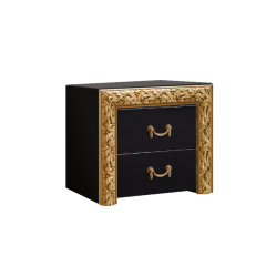 Тумба прикроватная (2 ящика)Тиффани Premium черная/золото (ТФТП-1(П) в Ханты-Мансийске - hanty-mansiysk.mebel24.online | фото