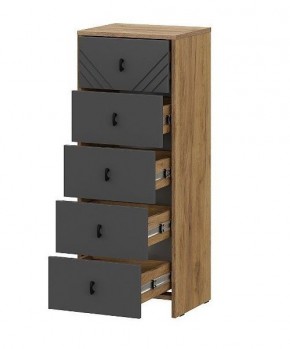 БАЙКАЛ Комод (5 ящиков) Графит/Дуб золотой в Ханты-Мансийске - hanty-mansiysk.mebel24.online | фото 2