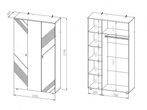 БАЙКАЛ Шкаф трехстворчатый (Графит/Дуб золотой) в Ханты-Мансийске - hanty-mansiysk.mebel24.online | фото 3