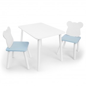 Детский комплект стол и два стула «Мишка» Rolti Baby (белый/голубой, массив березы/мдф) в Ханты-Мансийске - hanty-mansiysk.mebel24.online | фото