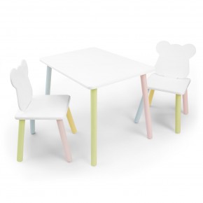 Детский комплект стол и два стула «Мишка» Rolti Baby (белый/цветной, массив березы/мдф) в Ханты-Мансийске - hanty-mansiysk.mebel24.online | фото