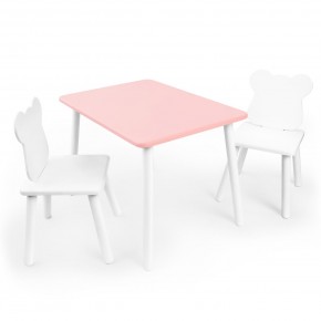 Детский комплект стол и два стула «Мишка» Rolti Baby (розовый/белый, массив березы/мдф) в Ханты-Мансийске - hanty-mansiysk.mebel24.online | фото