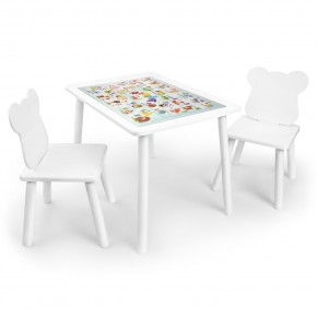 Детский комплект стол и два стула Мишка Rolti Baby с накладкой Алфавит (белая столешница/белое сиденье/белые ножки) в Ханты-Мансийске - hanty-mansiysk.mebel24.online | фото