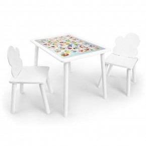 Детский комплект стол и два стула Облачко Rolti Baby с накладкой Алфавит (белая столешница/белое сиденье/белые ножки) в Ханты-Мансийске - hanty-mansiysk.mebel24.online | фото