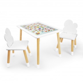 Детский комплект стол и два стула Облачко Rolti Baby с накладкой Алфавит (белая столешница/белое сиденье/береза ножки) в Ханты-Мансийске - hanty-mansiysk.mebel24.online | фото
