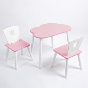 Комплект детский стол ОБЛАЧКО и два стула КОРОНА ROLTI Baby (розовая столешница/розовое сиденье/белые ножки) в Ханты-Мансийске - hanty-mansiysk.mebel24.online | фото