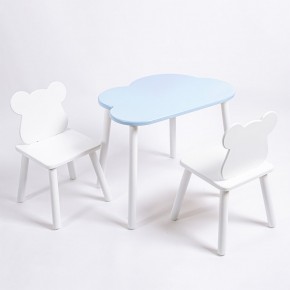 Комплект детский стол ОБЛАЧКО и два стула МИШКА ROLTI Baby (голубая столешница/белое сиденье/белые ножки) в Ханты-Мансийске - hanty-mansiysk.mebel24.online | фото