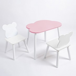 Комплект детский стол ОБЛАЧКО и два стула МИШКА ROLTI Baby (розовый столешница/белое сиденье/белые ножки) в Ханты-Мансийске - hanty-mansiysk.mebel24.online | фото
