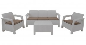 Комплект уличной мебели Yalta Premium Terrace Triple Set (Ялта) белый (+подушки под спину) в Ханты-Мансийске - hanty-mansiysk.mebel24.online | фото