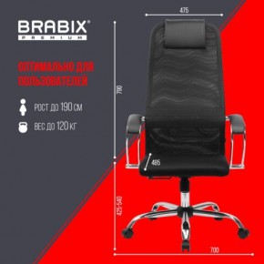 Кресло BRABIX PREMIUM "Ultimate EX-800" хром, плотная двойная сетка Х2, черное, 532911 в Ханты-Мансийске - hanty-mansiysk.mebel24.online | фото 6