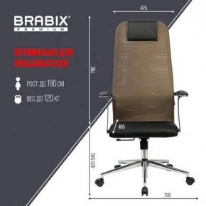 Кресло BRABIX PREMIUM "Ultimate EX-801" хром, плотная двойная сетка Х2, черное/коричневое, 532920 в Ханты-Мансийске - hanty-mansiysk.mebel24.online | фото 6