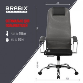 Кресло офисное BRABIX PREMIUM "Ultimate EX-800" хром, плотная двойная сетка Х2, черное/серое, 532912 в Ханты-Мансийске - hanty-mansiysk.mebel24.online | фото 3