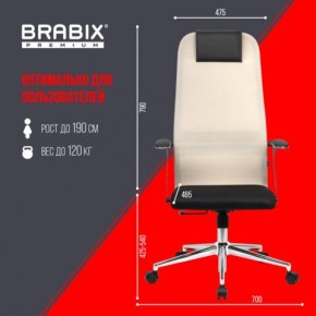 Кресло офисное BRABIX PREMIUM "Ultimate EX-801" хром, плотная двойная сетка Х2, черное/бежевое, 532919 в Ханты-Мансийске - hanty-mansiysk.mebel24.online | фото 6