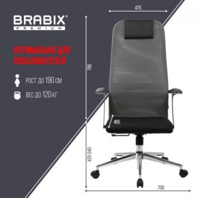 Кресло офисное BRABIX PREMIUM "Ultimate EX-801" хром, плотная двойная сетка Х2, черное/серое, 532918 в Ханты-Мансийске - hanty-mansiysk.mebel24.online | фото 5