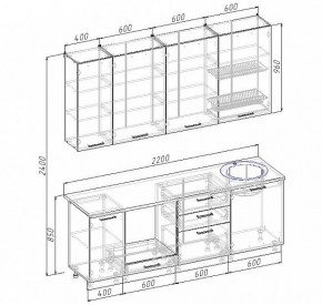 Кухонный гарнитур Антрацит 2200 (Стол. 38мм) в Ханты-Мансийске - hanty-mansiysk.mebel24.online | фото 3