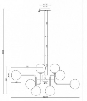 Люстра на штанге Maytoni Erich MOD221-PL-12-G в Ханты-Мансийске - hanty-mansiysk.mebel24.online | фото 3