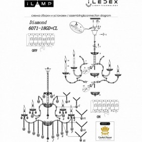 Подвесная люстра iLamp Diamond 6071-18 GD+CL в Ханты-Мансийске - hanty-mansiysk.mebel24.online | фото 2