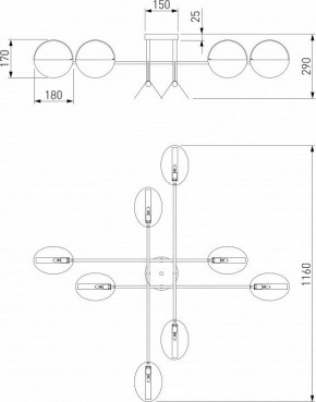 Потолочная люстра Eurosvet Grazia 70148/8 черный/золото в Ханты-Мансийске - hanty-mansiysk.mebel24.online | фото 3