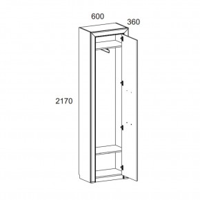 Шкаф 1DW, OLIVIA, цвет вудлайн крем/дуб анкона в Ханты-Мансийске - hanty-mansiysk.mebel24.online | фото 2