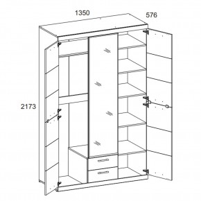 Шкаф 3D2S Z OSKAR , цвет дуб Санремо в Ханты-Мансийске - hanty-mansiysk.mebel24.online | фото 3