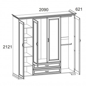 Шкаф 4D2S Z, TIFFANY, цвет вудлайн кремовый в Ханты-Мансийске - hanty-mansiysk.mebel24.online | фото 1