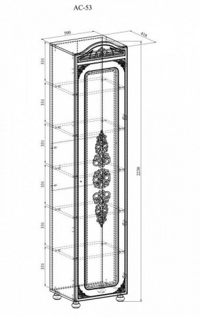 Шкаф для белья Ассоль АС-53К в Ханты-Мансийске - hanty-mansiysk.mebel24.online | фото 3