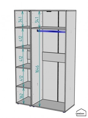 Шкаф Linnea MHR-3-1 2050х1200х510 (Графит-М 11.1.25) в Ханты-Мансийске - hanty-mansiysk.mebel24.online | фото 3