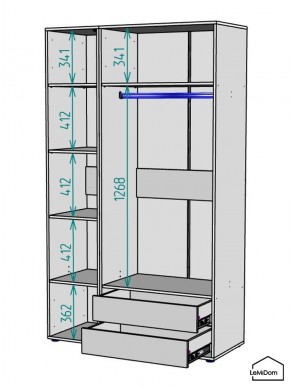 Шкаф Linnea MHR-3-2 2050х1200х510 (Белый-М 11.1.2) в Ханты-Мансийске - hanty-mansiysk.mebel24.online | фото 3