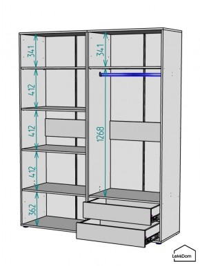 Шкаф Linnea MHR-4PO-2 2050х1600х510 (Белый-М 11.1.1) в Ханты-Мансийске - hanty-mansiysk.mebel24.online | фото 3