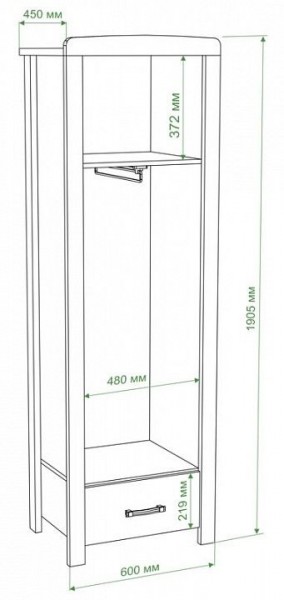 Шкаф платяной Бартоло Ш1Д в Ханты-Мансийске - hanty-mansiysk.mebel24.online | фото 2