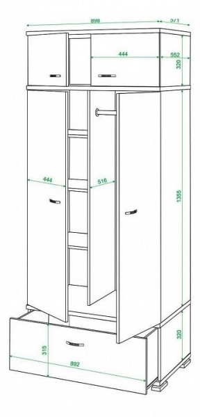 Шкаф платяной Домино КС-20 в Ханты-Мансийске - hanty-mansiysk.mebel24.online | фото 3