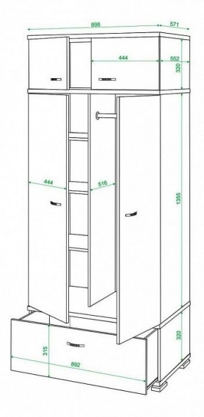 Шкаф платяной Домино КС-20 в Ханты-Мансийске - hanty-mansiysk.mebel24.online | фото 3