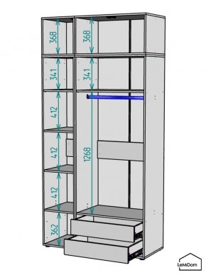 Шкаф с антресолью Linnea MHR-3A-2 2450х1200х510 (ДВ-М 11.1.25) в Ханты-Мансийске - hanty-mansiysk.mebel24.online | фото 3
